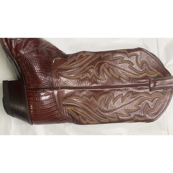 Vintage JUSTIN 8479 Brown Cowboy / Western Leather / Lizard Boots Size 8 1/2 D main image 13